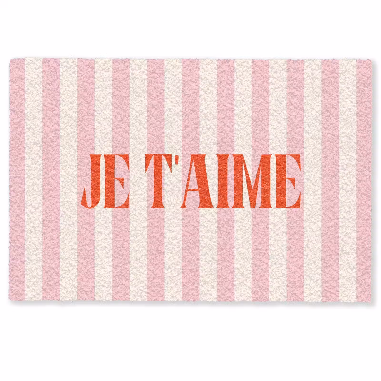 Deurmat - Zachtroze - Rood - Strepen - Je t'aime — 1