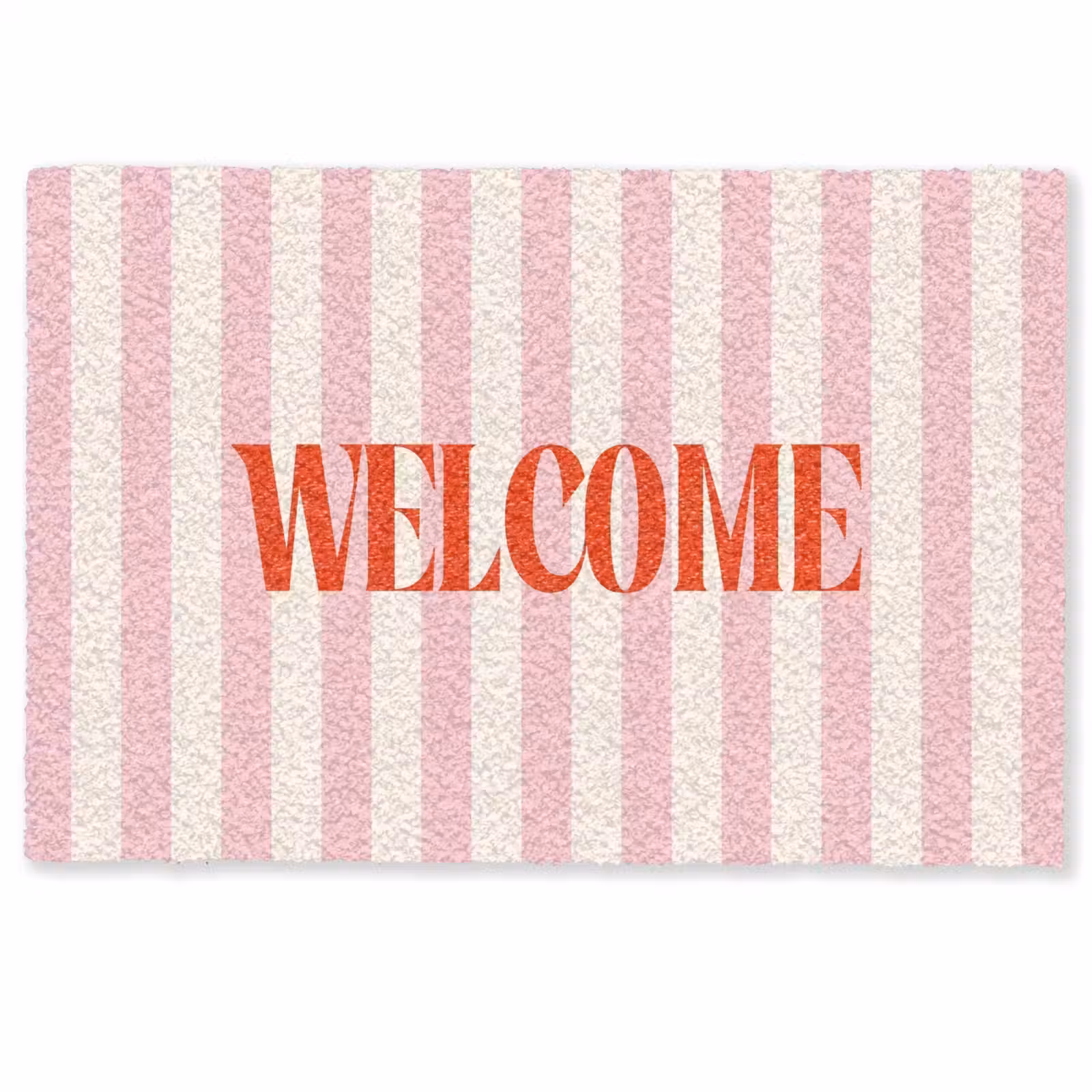 Deurmat - Zachtroze - Rood - Strepen - Welcome — 1