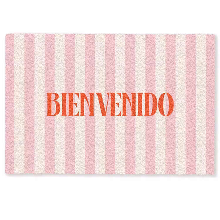 Deurmat - Zachtroze - Rood - Strepen - Bienvenido — 1