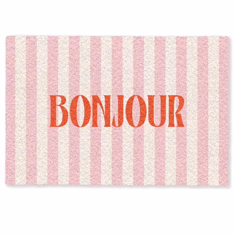 Deurmat - Zachtroze - Rood - Strepen - Bonjour — 1