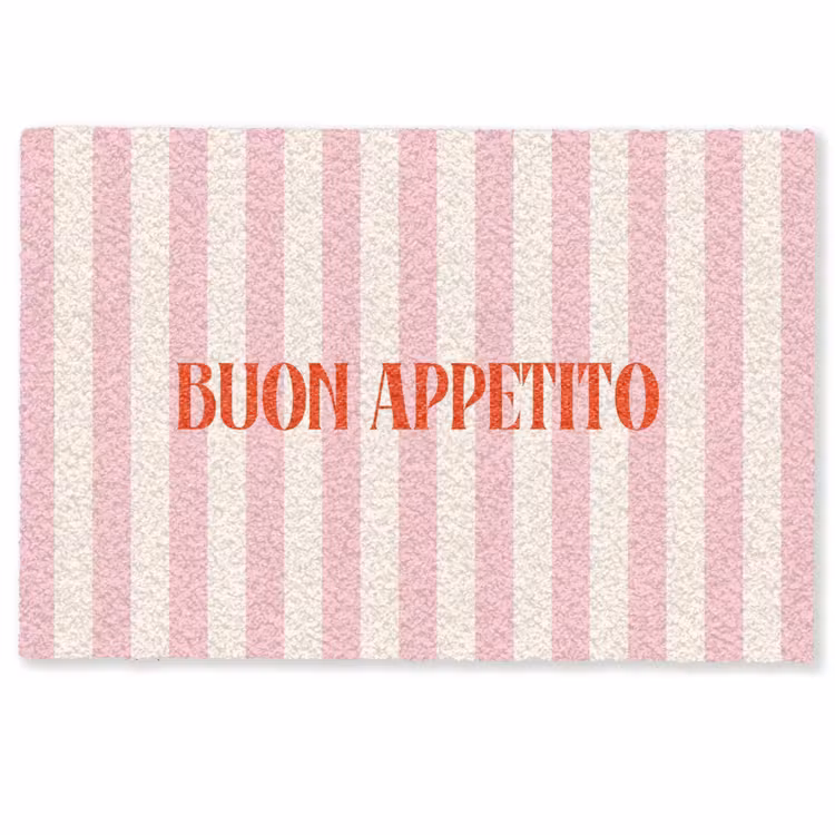 Deurmat - Zachtroze - Rood - Strepen - Buon Appetito — 1