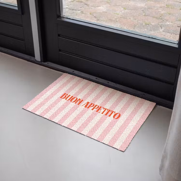 Deurmat - Zachtroze - Rood - Strepen - Buon Appetito — 2
