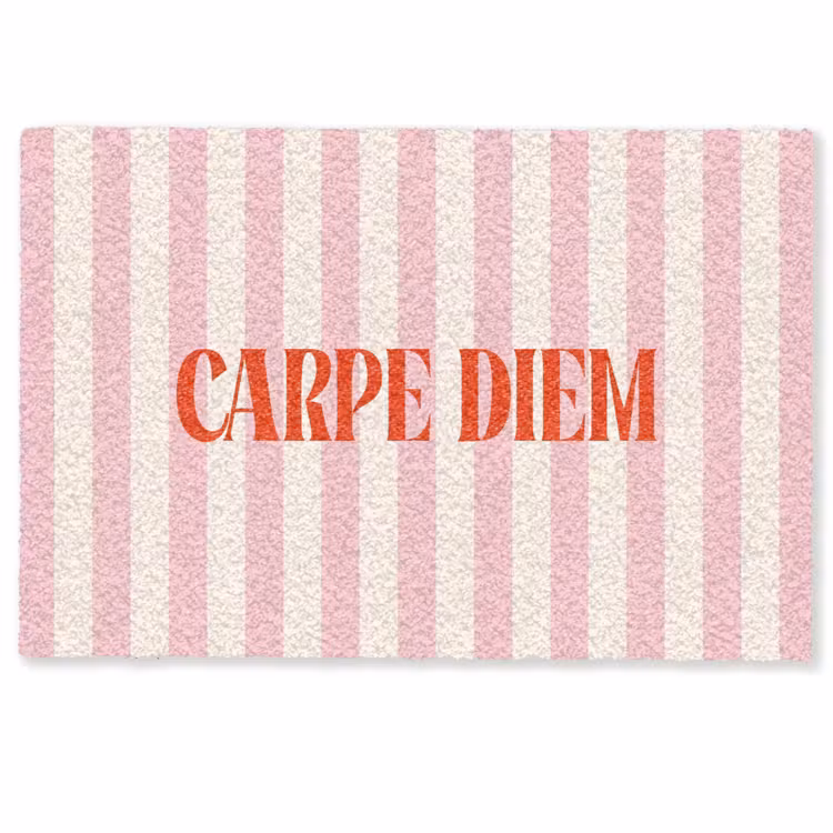 Deurmat - Zachtroze - Rood - Strepen - Carpe Diem — 1