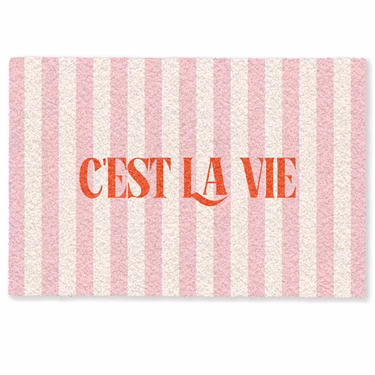 Deurmat - Zachtroze - Rood - Strepen - C'est La Vie — 1