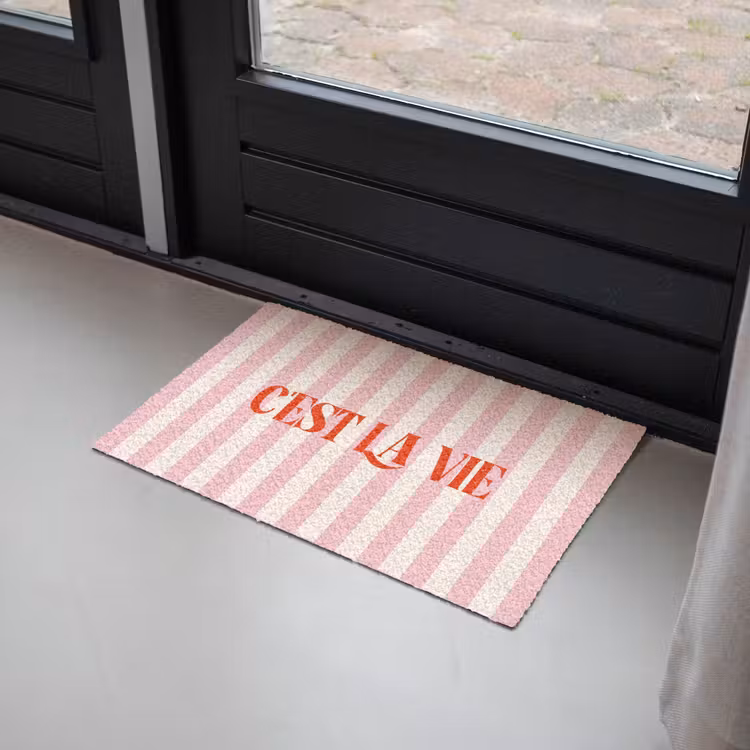 Deurmat - Zachtroze - Rood - Strepen - C'est La Vie — 2