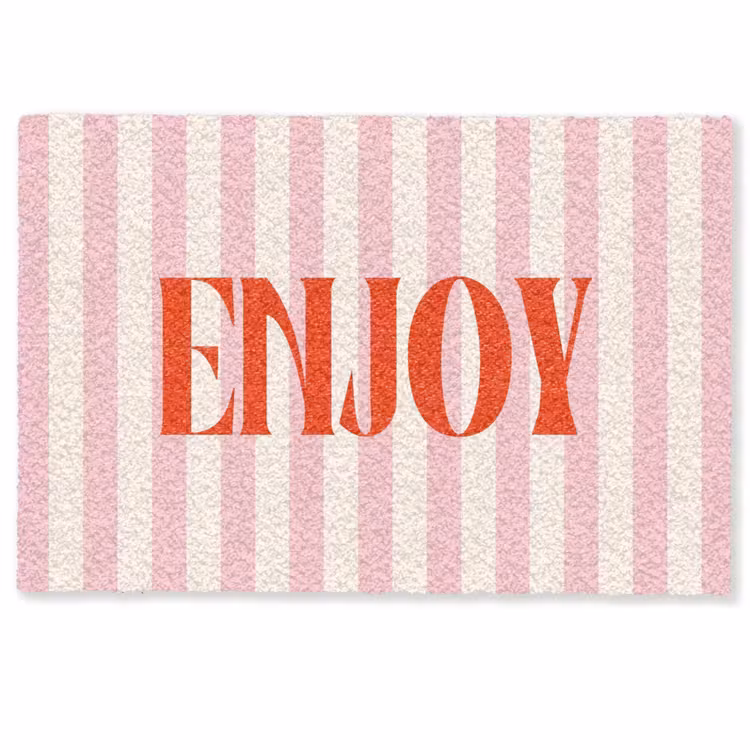 Deurmat - Zachtroze - Rood - Strepen - Enjoy — 1