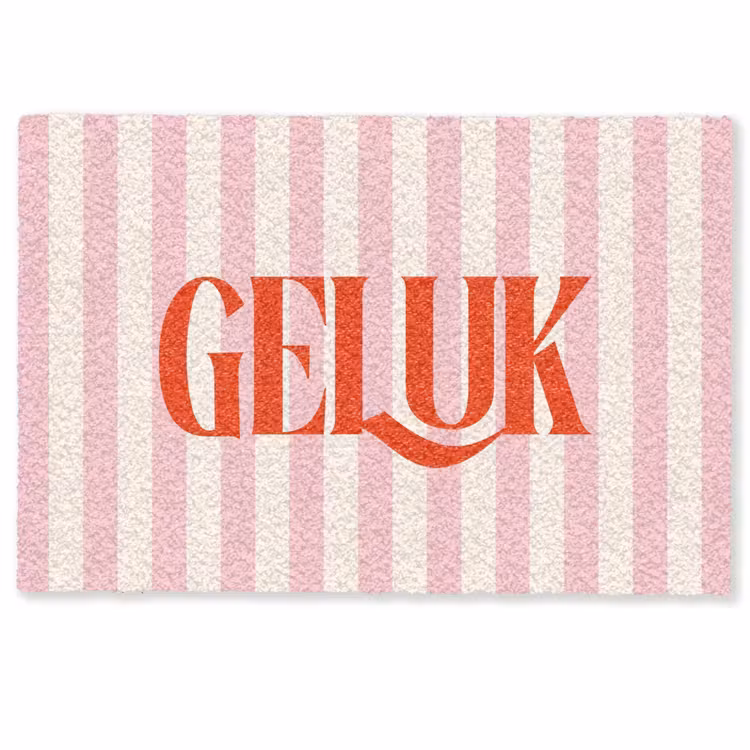 Deurmat - Zachtroze - Rood - Strepen - Geluk — 1
