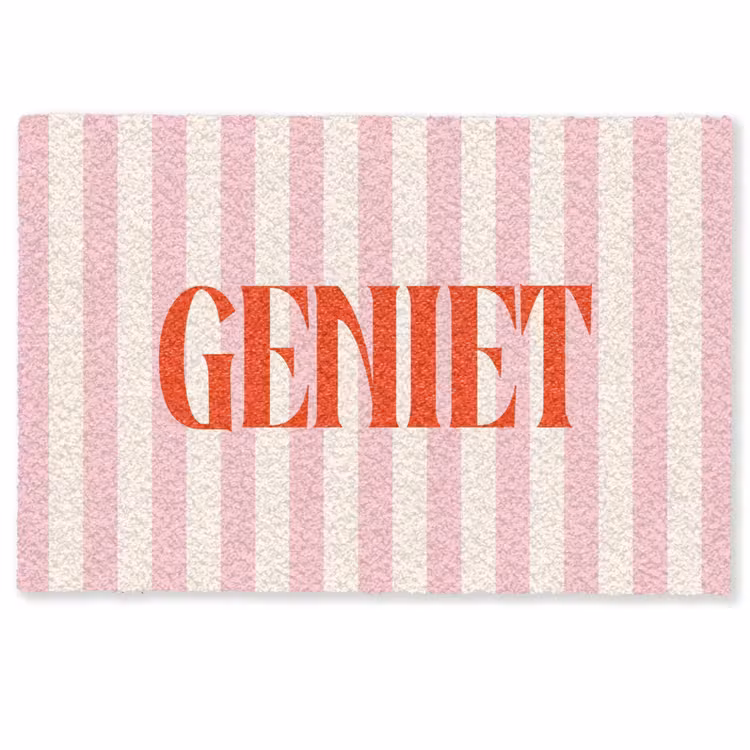 Deurmat - Zachtroze - Rood - Strepen - Geniet — 1