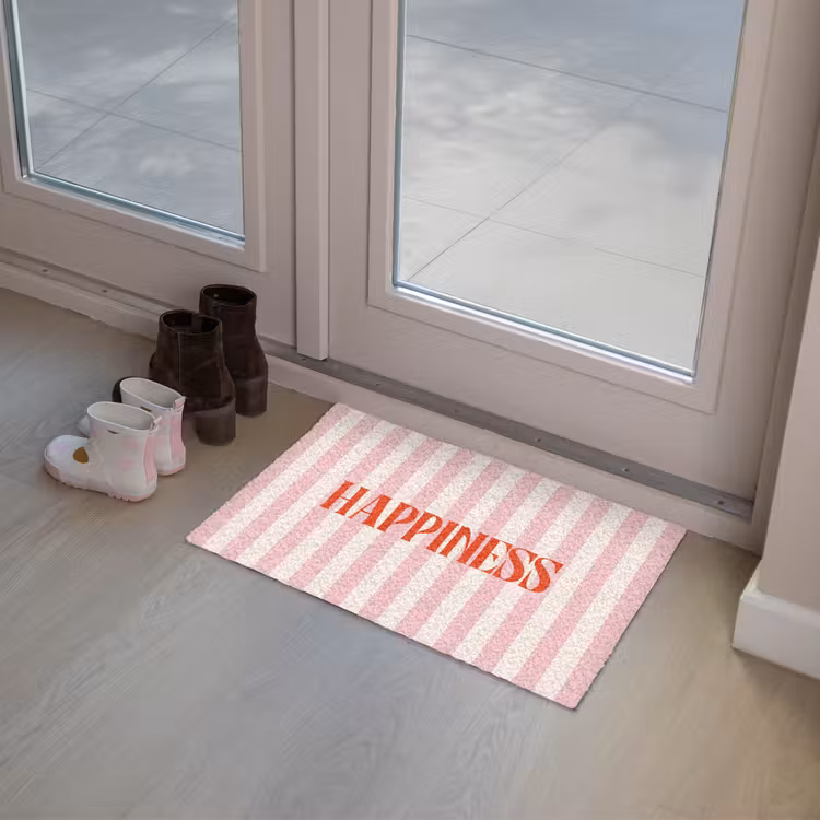 Deurmat - Zachtroze - Rood - Strepen - Happiness — 8