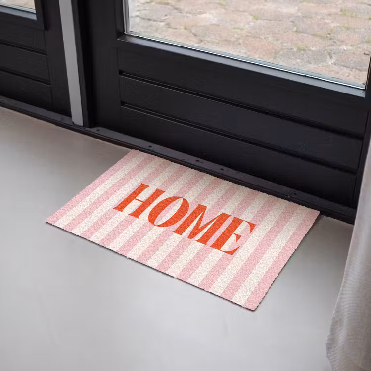 Deurmat - Zachtroze - Rood - Strepen - Home — 2