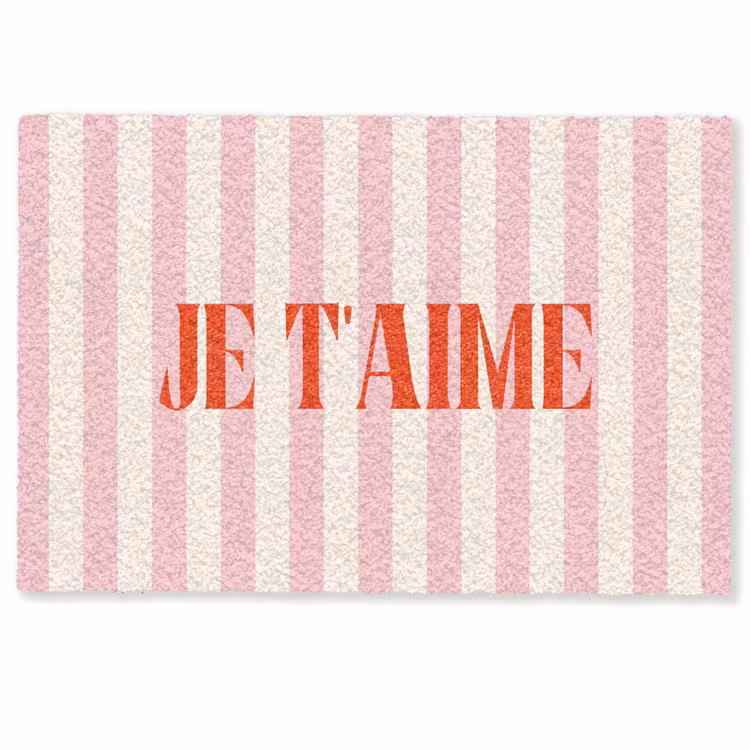 Deurmat - Zachtroze - Rood - Strepen - Je t'aime — 1