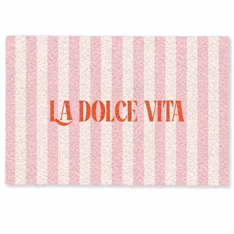 Deurmat - Zachtroze - Rood - Strepen - La Dolce Vita — 1