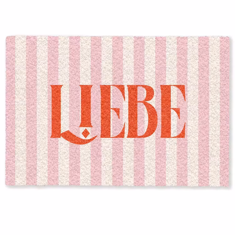 Deurmat - Zachtroze - Rood - Strepen - Liebe — 1