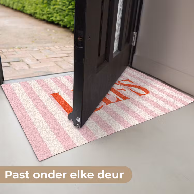 Deurmat - Zachtroze - Rood - Strepen - Liefs — 7