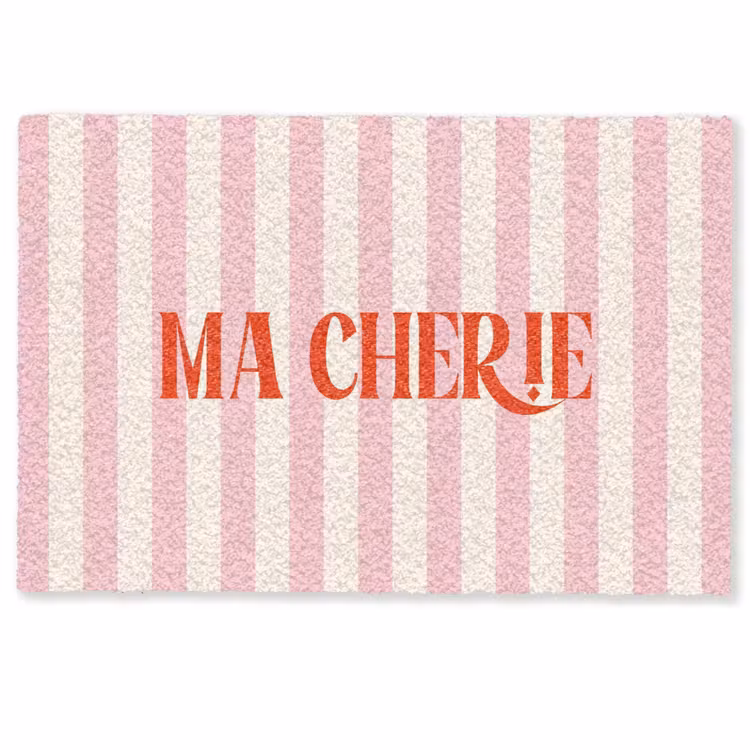 Deurmat - Zachtroze - Rood - Strepen - Ma Cherie — 1
