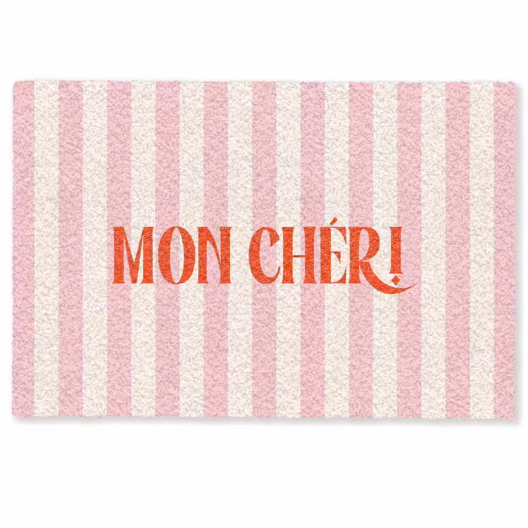 Deurmat - Zachtroze - Rood - Strepen - Mon Chéri — 1