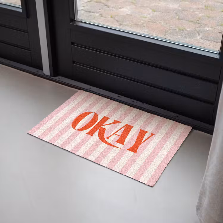Deurmat - Zachtroze - Rood - Strepen - Okay — 2