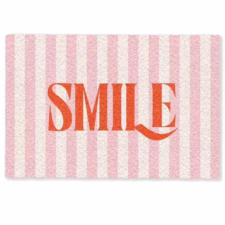 Deurmat - Zachtroze - Rood - Strepen - Smile — 1