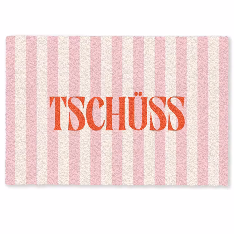 Deurmat - Zachtroze - Rood - Strepen - Tschüss — 1