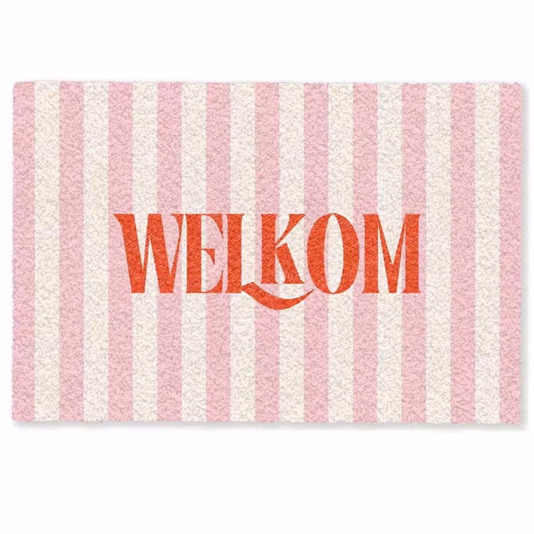 Deurmat - Zachtroze - Rood - Strepen - Welkom — 1
