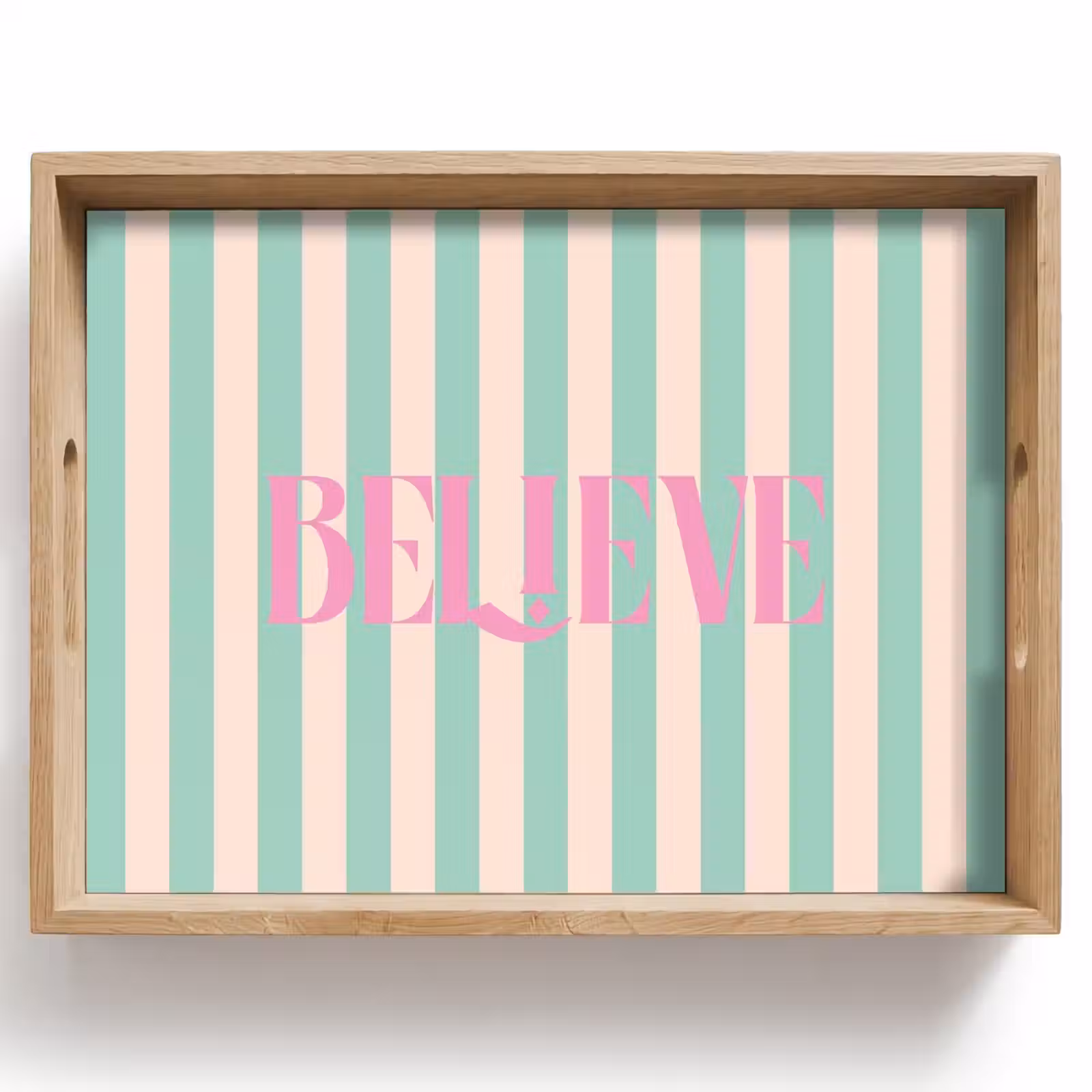 Dienblad - Roze - Groen - Strepen - Believe — 1
