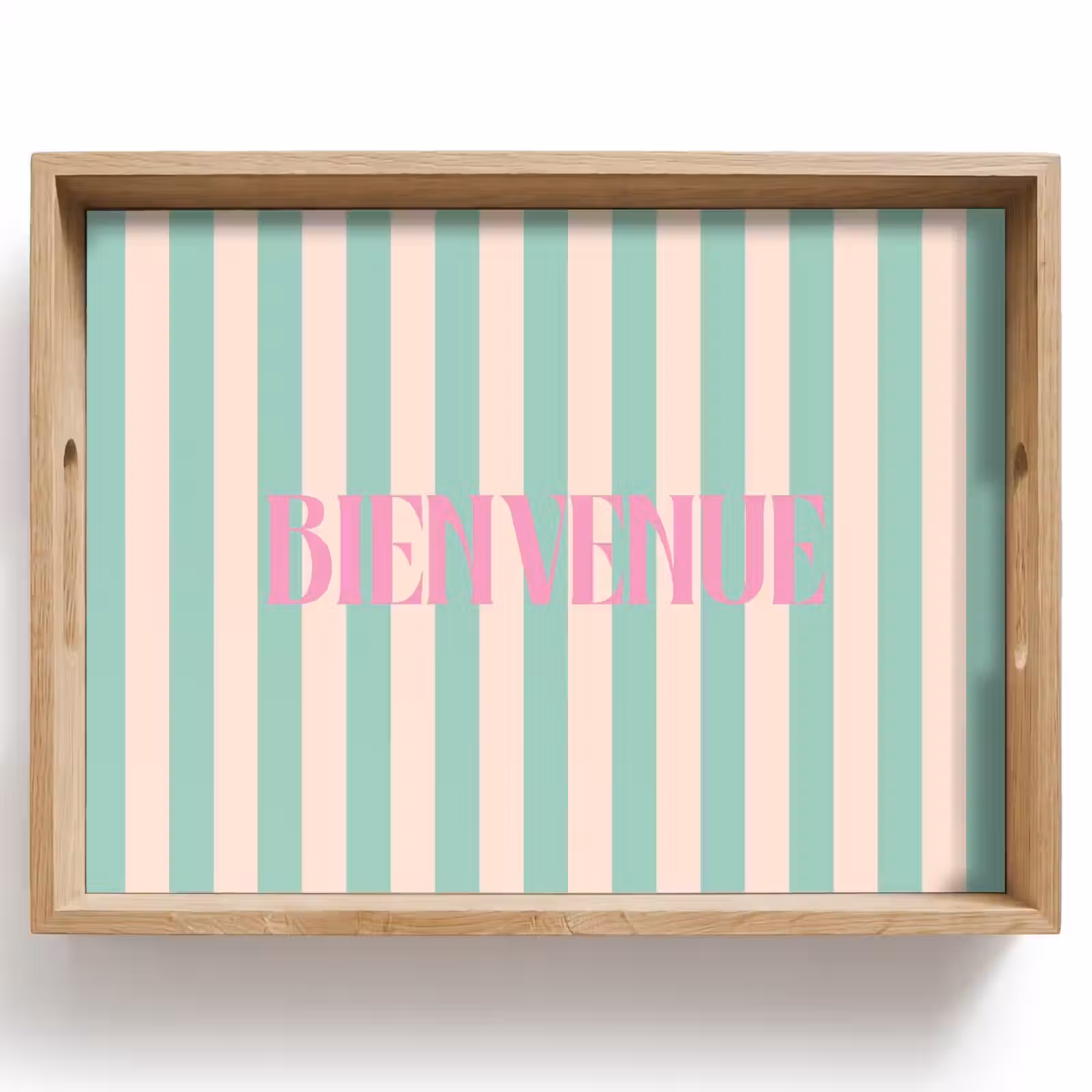 Dienblad - Roze - Groen - Strepen - Bienvenue — 1