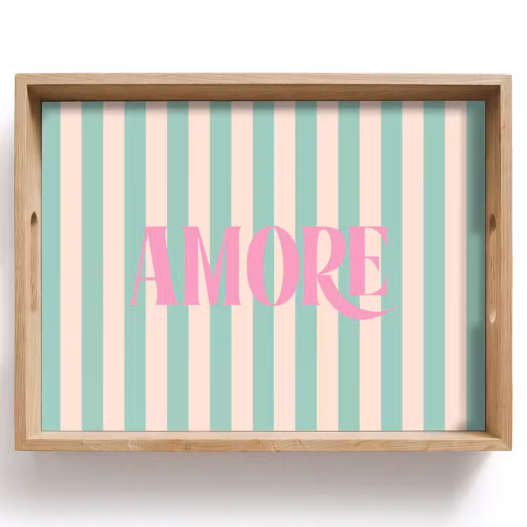 Dienblad - Roze - Groen - Strepen - Amore — 1