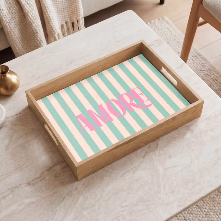 Dienblad - Roze - Groen - Strepen - Amore — 2