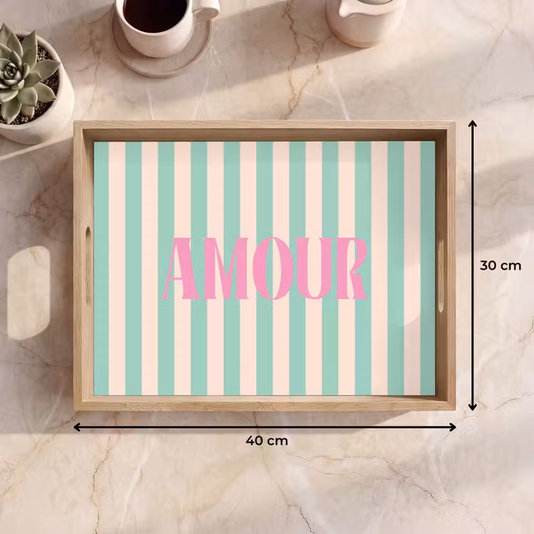 Dienblad - Roze - Groen - Strepen - Amour — 9
