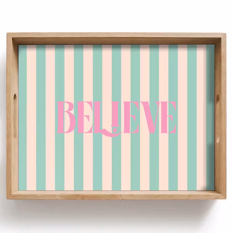 Dienblad - Roze - Groen - Strepen - Believe — 1