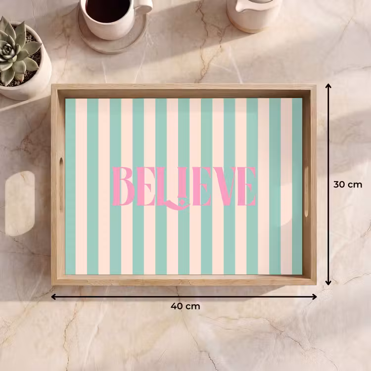 Dienblad - Roze - Groen - Strepen - Believe — 9