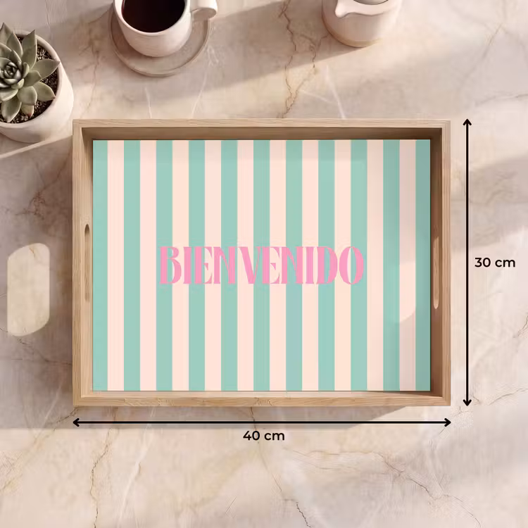 Dienblad - Roze - Groen - Strepen - Bienvenido — 9