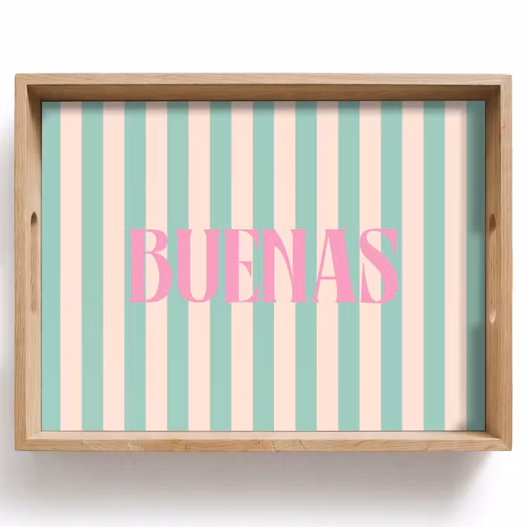Dienblad - Roze - Groen - Strepen - Buenas — 1