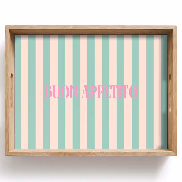 Dienblad - Roze - Groen - Strepen - Buon appetito — 1