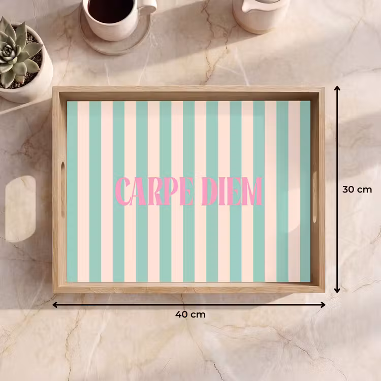 Dienblad - Roze - Groen - Strepen - Carpe diem — 9