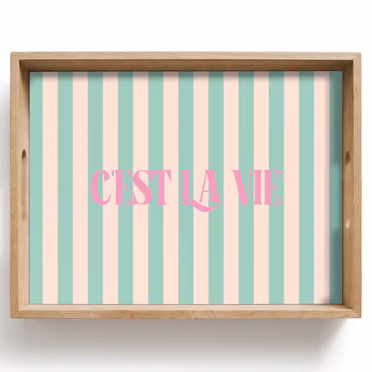 Dienblad - Roze - Groen - Strepen - C'est la vie — 1