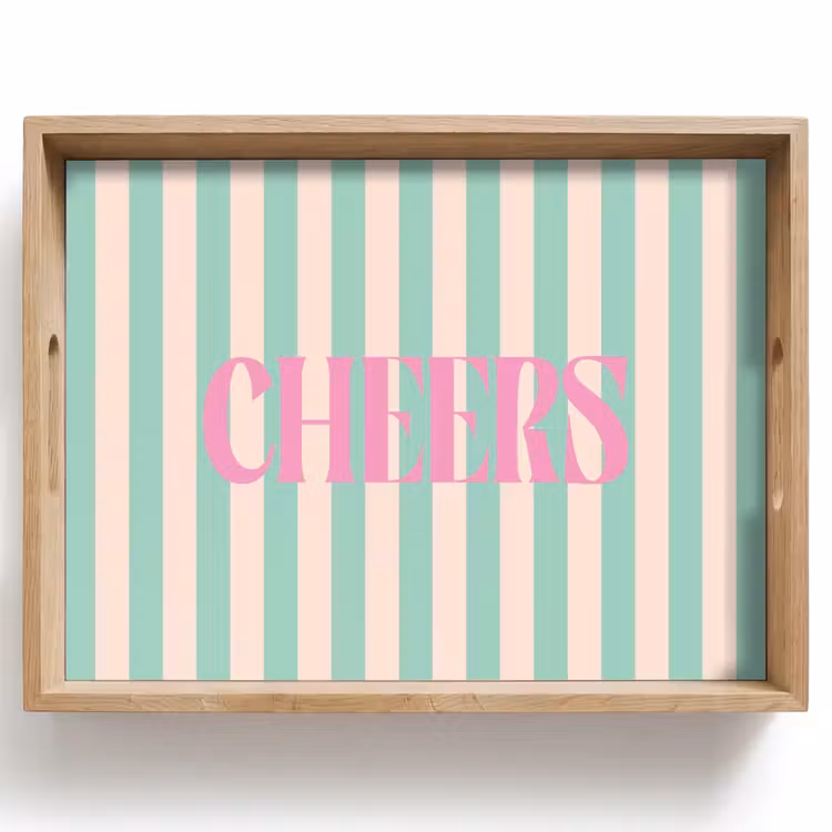 Dienblad - Roze - Groen - Strepen - Cheers — 1