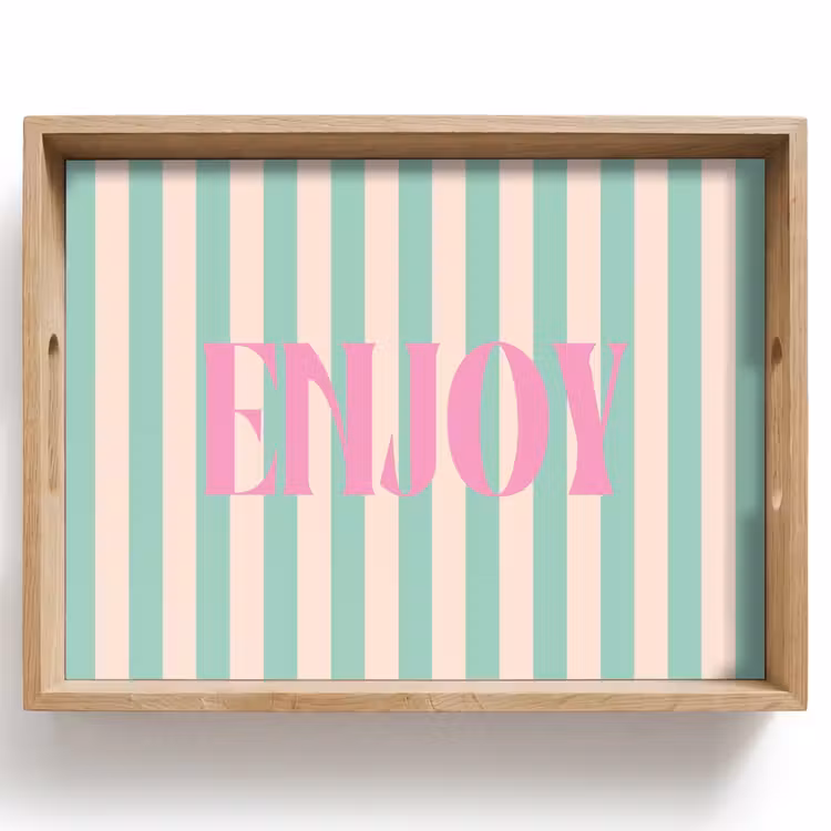 Dienblad - Roze - Groen - Strepen - Enjoy — 1