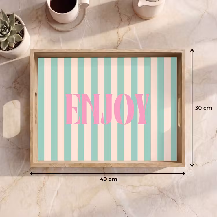 Dienblad - Roze - Groen - Strepen - Enjoy — 9