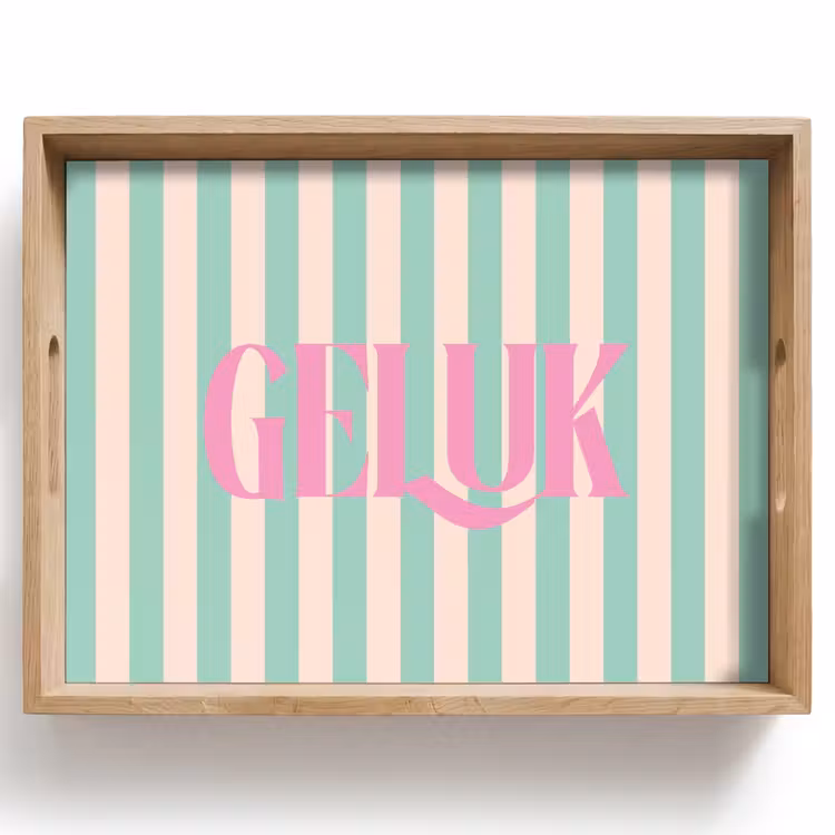 Dienblad - Roze - Groen - Strepen - Geluk — 1