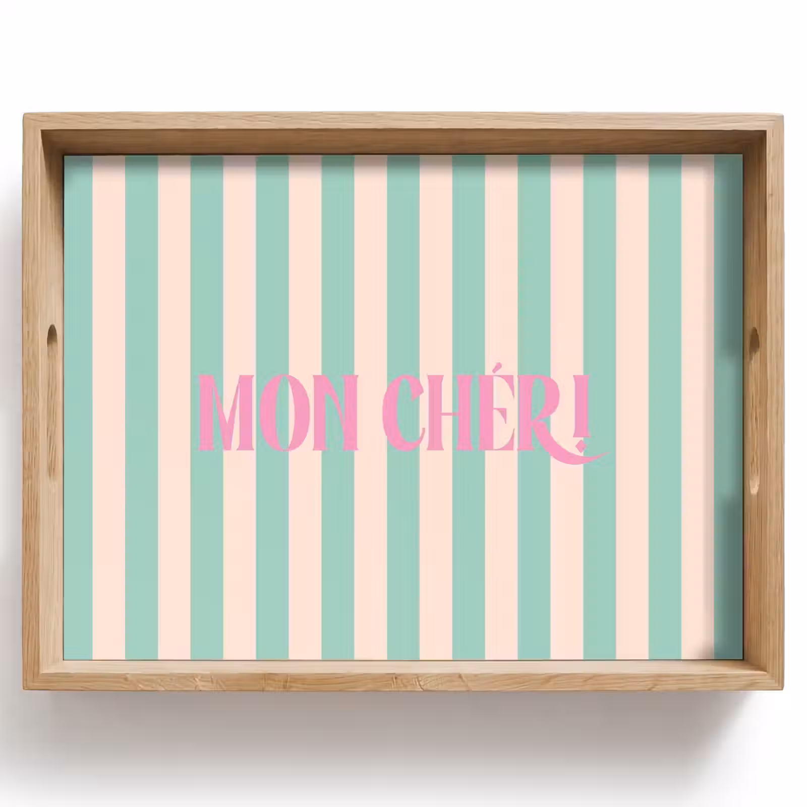 Dienblad - Roze - Groen - Strepen - Mon chéri — 1