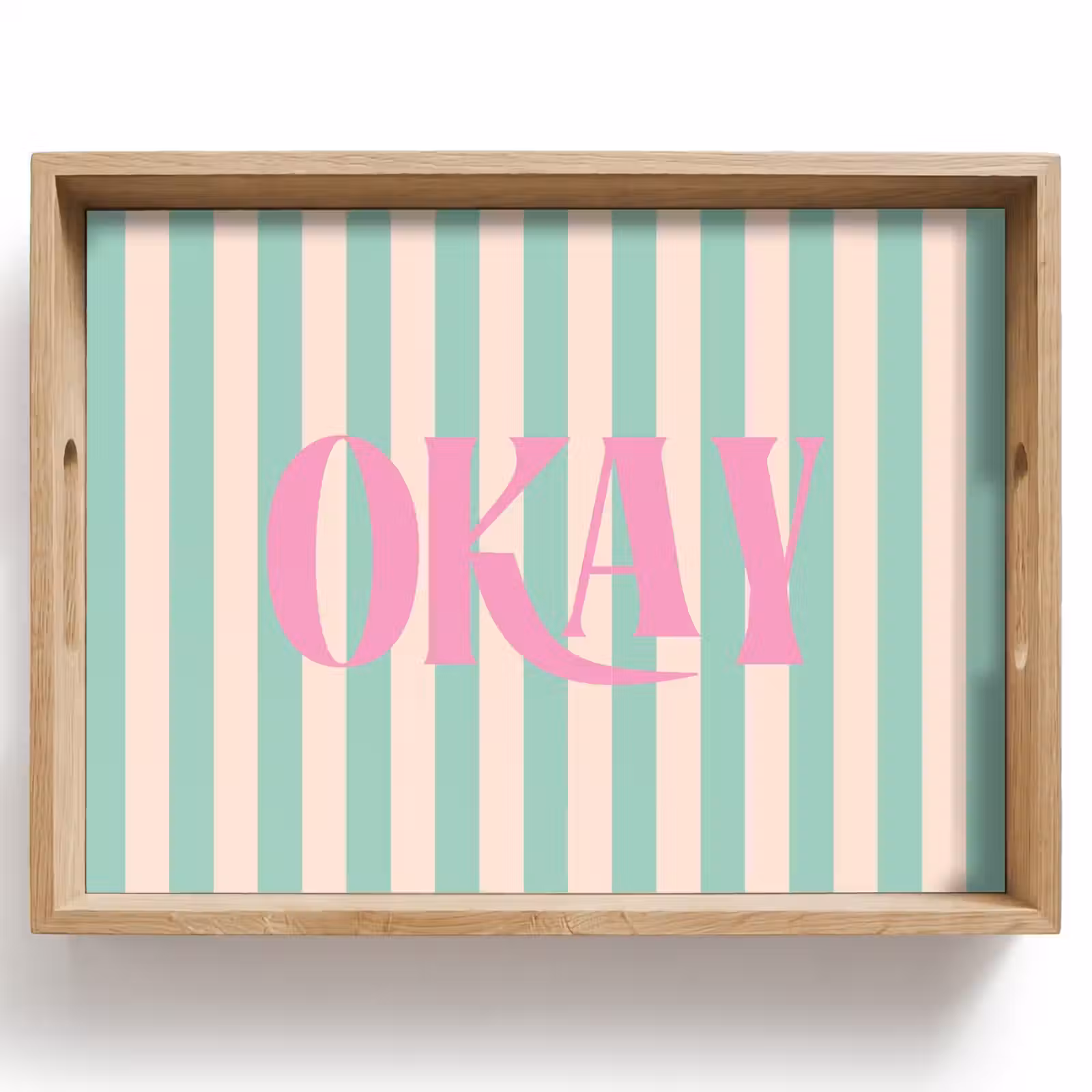 Dienblad - Roze - Groen - Strepen - Okay — 1
