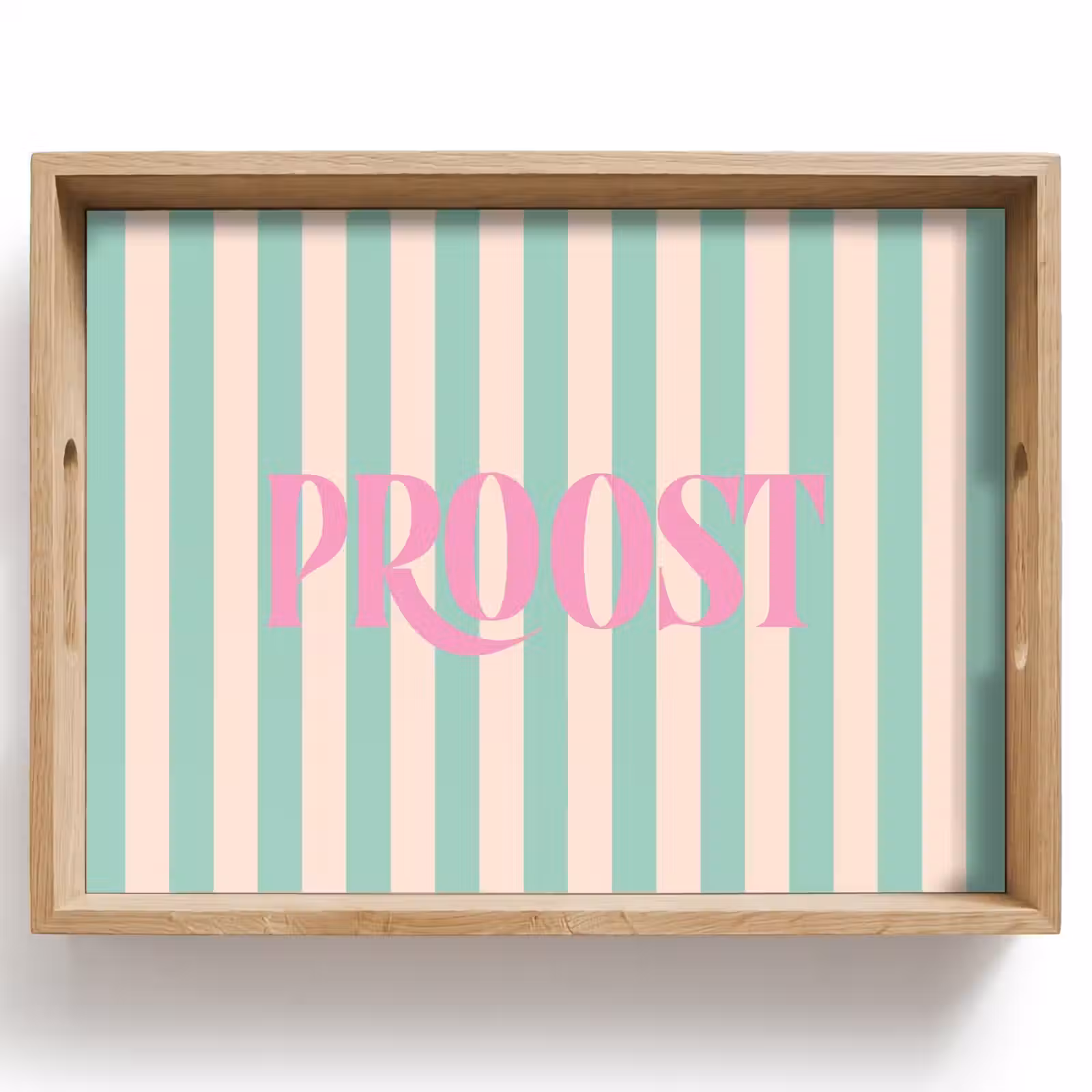 Dienblad - Roze - Groen - Strepen - Proost — 1