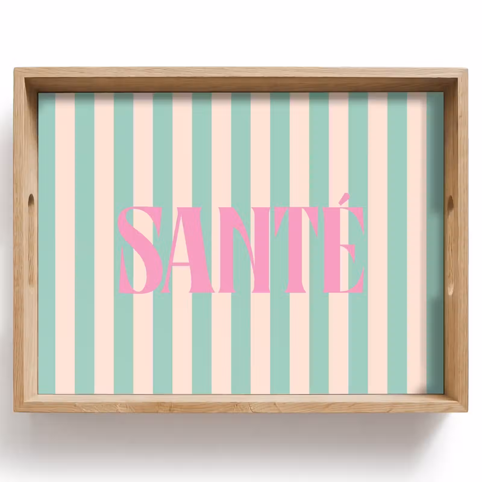 Dienblad - Roze - Groen - Strepen - Santé — 1