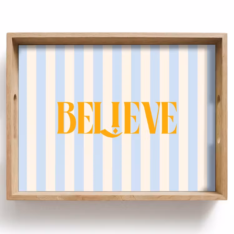Dienblad - Oranje - Blauw - Strepen - Believe — 1