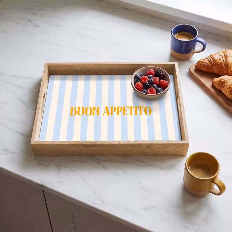Dienblad - Oranje - Blauw - Strepen - Buon appetito — 4