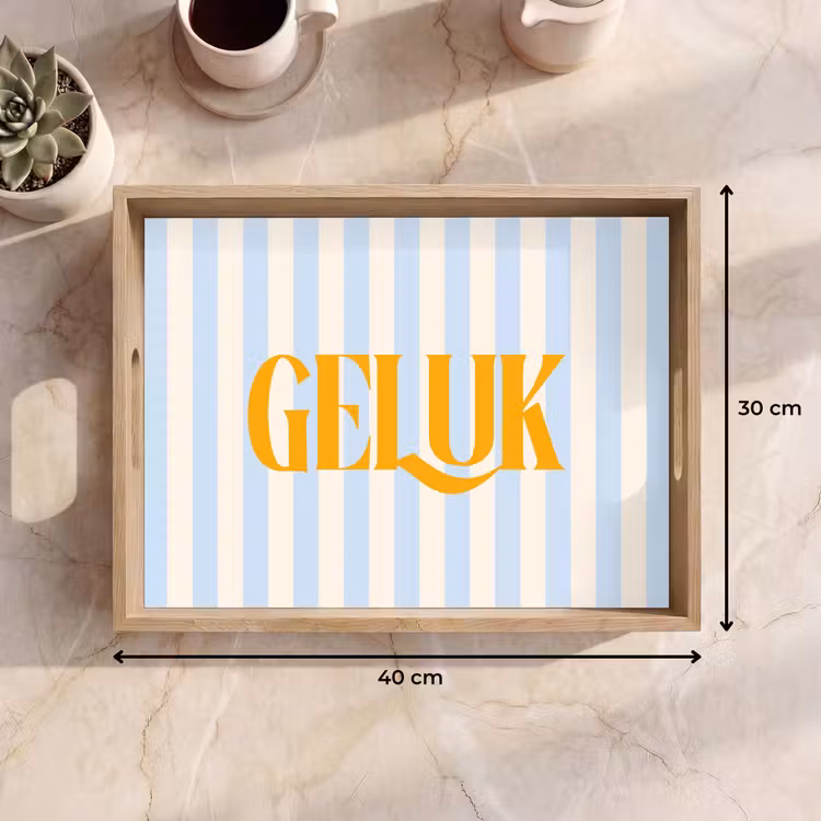 Dienblad - Oranje - Blauw - Strepen - Geluk — 9
