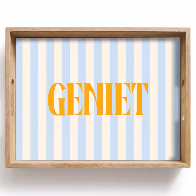 Dienblad - Oranje - Blauw - Strepen - Geniet — 1