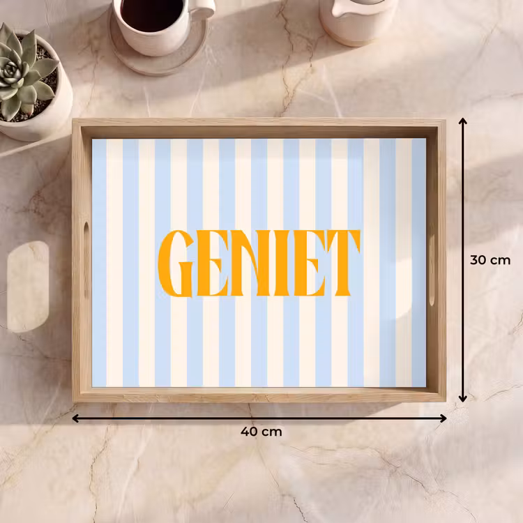 Dienblad - Oranje - Blauw - Strepen - Geniet — 9
