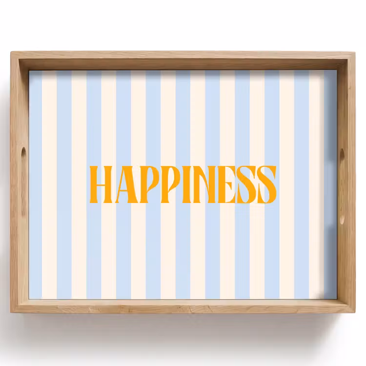 Dienblad - Oranje - Blauw - Strepen - Happiness — 1